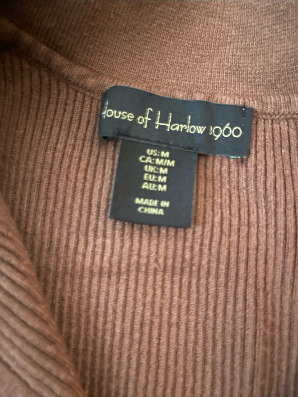 House of Harlow 1960 Brown Ribbed Knit Polo Midi Dress - Size Medium - Picture 8 of 9